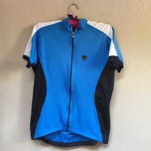 Campagnolo Womens Raytech Zip Front Short Sleeve Cycling Shirt Blue/Black Pocket